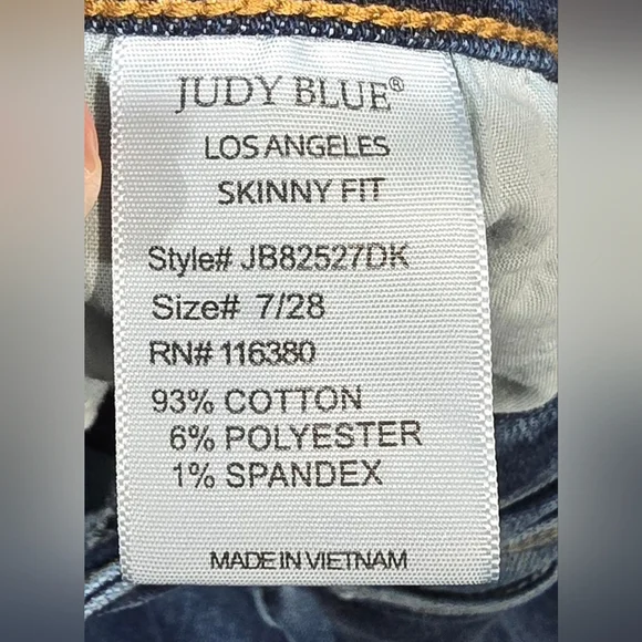 Judy Blue Midrise Skinny Raw Hem Jeans Size 7/28 - Picture 7 of 7